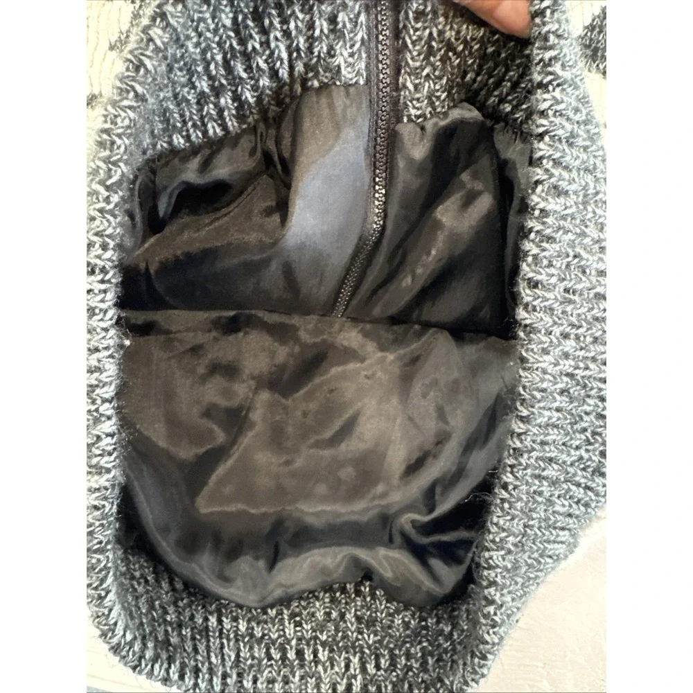 CSL Sweater Jacket‎ L Vintage Black Gray Textured 3d  80s 90s Ski Heavy Abstract